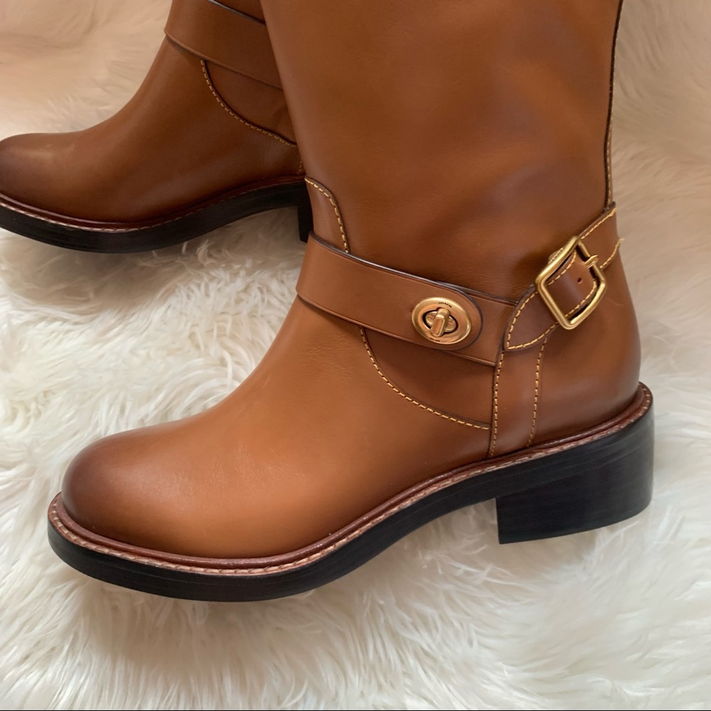 New! COACH Sutton Leather Charm Riding Boots - Picture 6 of 12